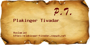 Plakinger Tivadar névjegykártya